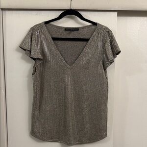 White House Black Market Silver Shimmer Blouse